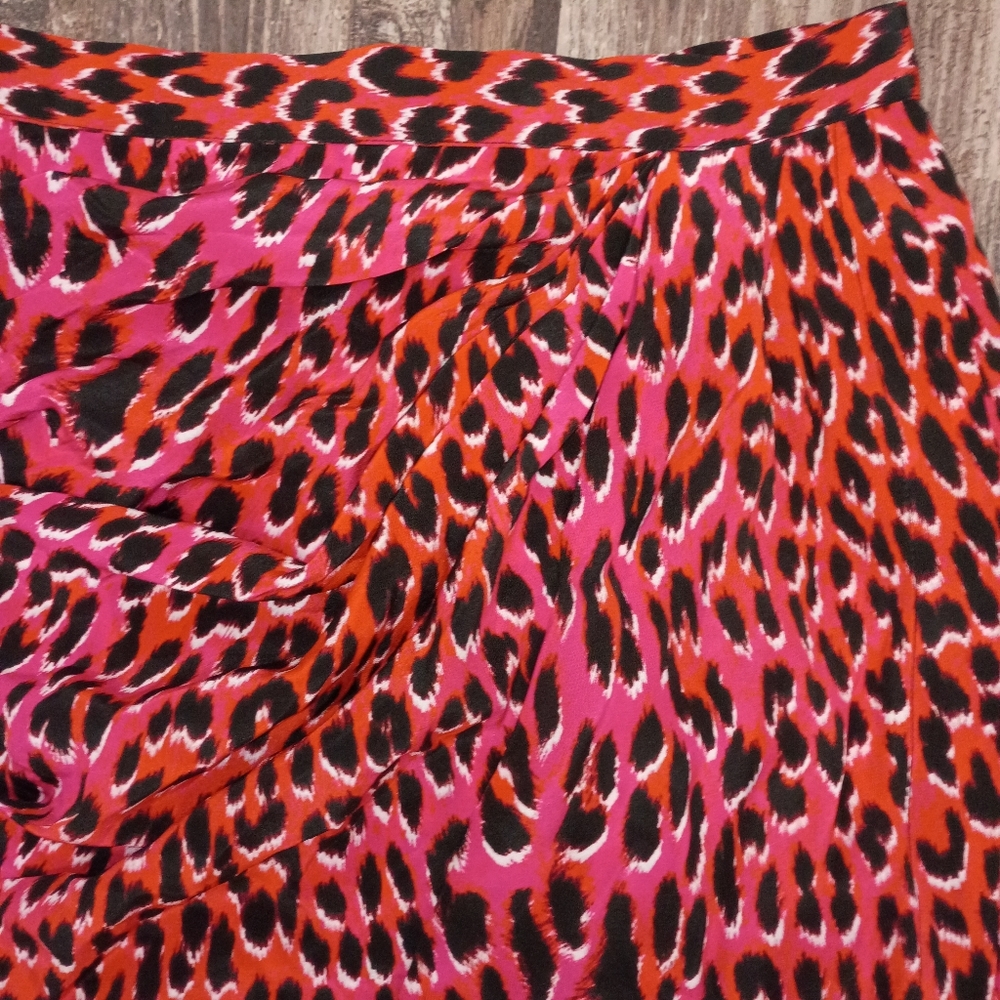 Zadig & Voltaire Jamelia Leopard Pink Women's Silk Skirt Size XL New - Picture 2 of 8